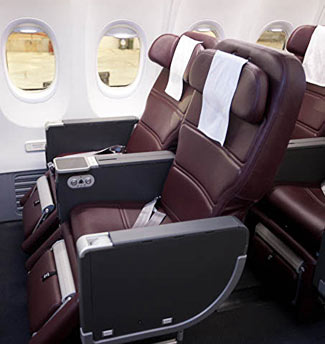 Traditional style business class seats.