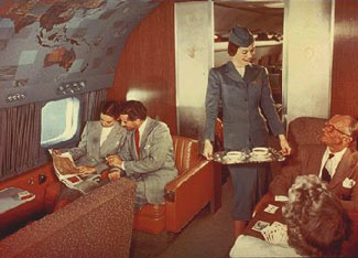 First class on a TWA Super Constellation, in the late 1950s.